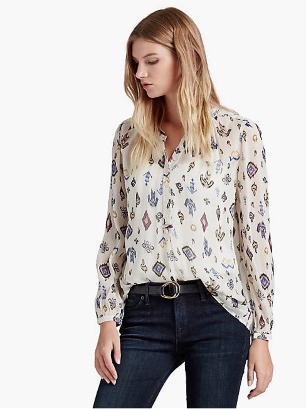 Lucky Brand Ikat Print Tunic Top